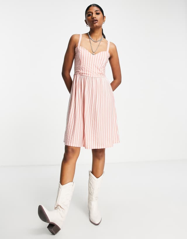 Only Sharon jersey mini skater dress in rose