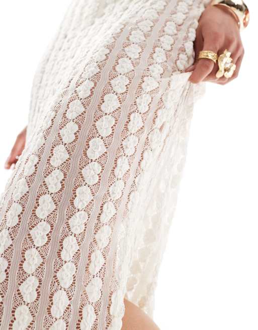 sheer heart dress Inspire Chic Edition Women's Mesh See Through Heart Sheer Sleeve Skater Party Dress S White, Size: Small