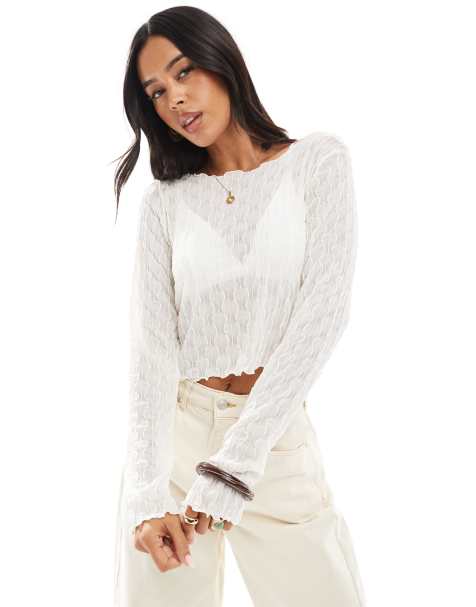 ONLY sheer textured top in white - view 1