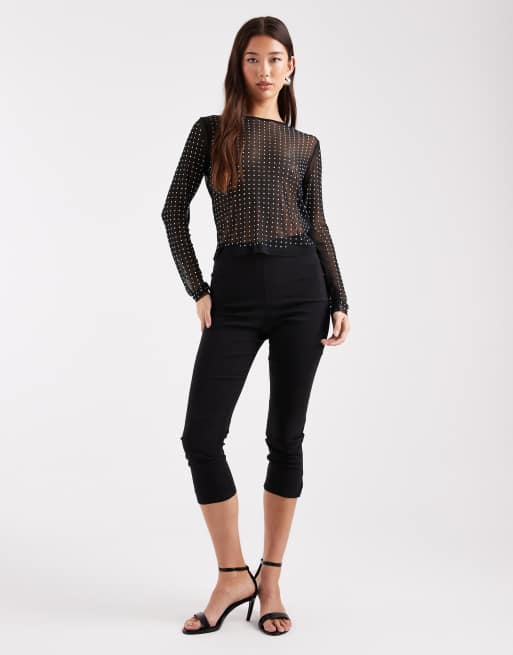 ONLY sheer top with rhinestones in black | ASOS