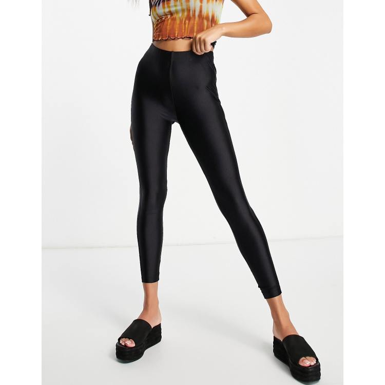 Elle line Women's Anthracite High Waist Daily and Sports Use, Not Showing  Underwear, Shiny Disco Leggings