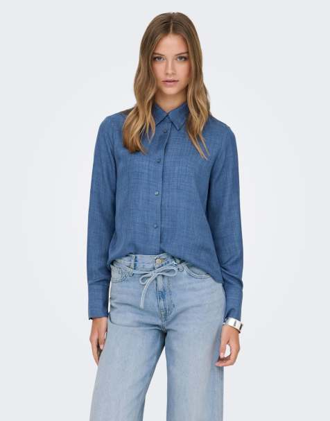 ONLY Shirt in medium blue denim - view 1