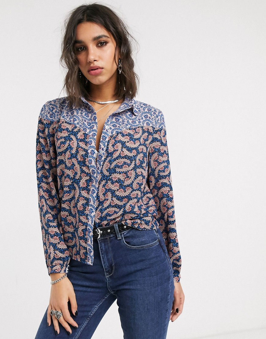 Only shirt in paisley mixed print-Multi