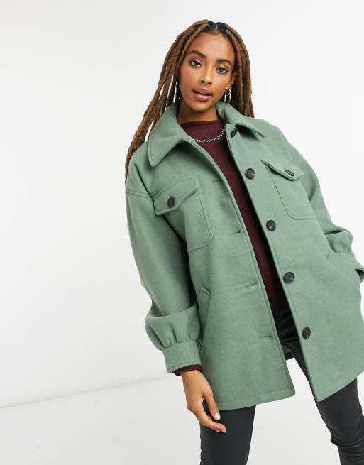 Green shirt sale jacket womens