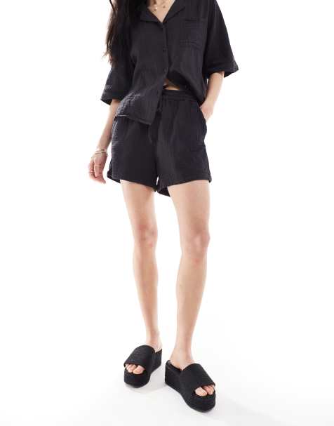 ONLY - Short d'ensemble en double gaze - Noir délavé - view 1