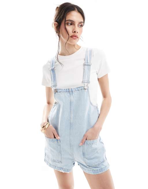 ONLY short dungarees in light wash blue 