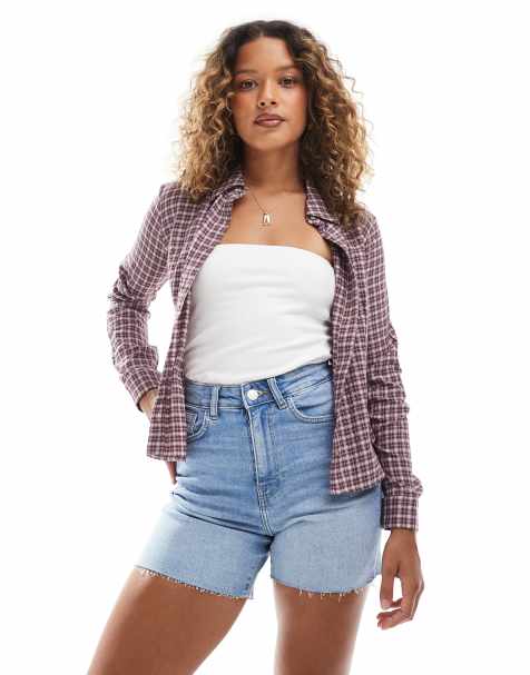 ONLY - Short en jean à taille haute - Bleu clair délavé - view 1