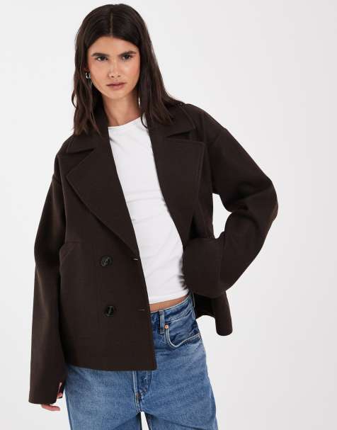 ONLY short jacket in chocolate brown - view 1