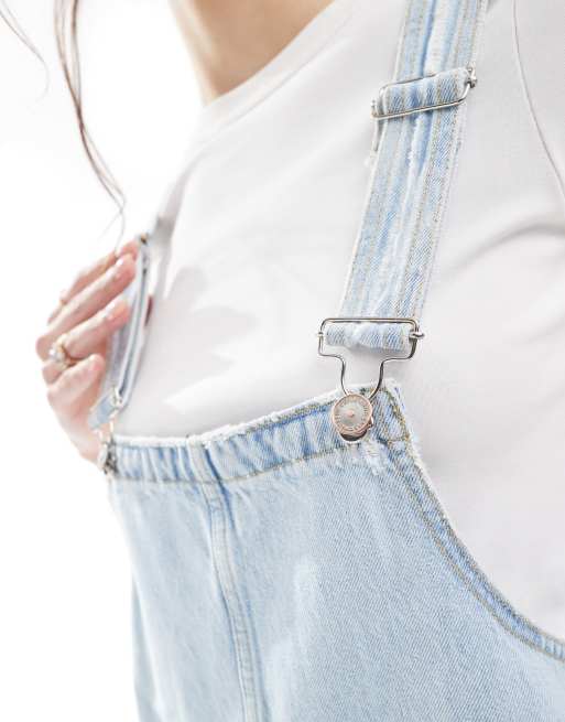 ONLY short overalls in light wash blue , 3 of 4