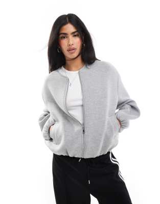 Only Short Scuba Jacket In Light Gray