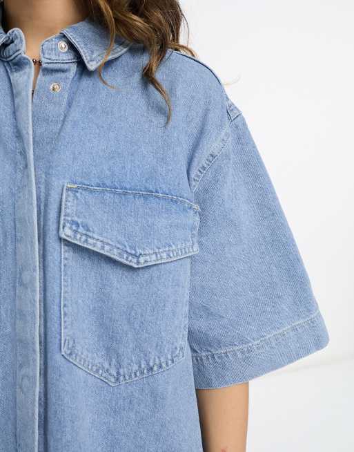 Short-sleeved Denim Shirt