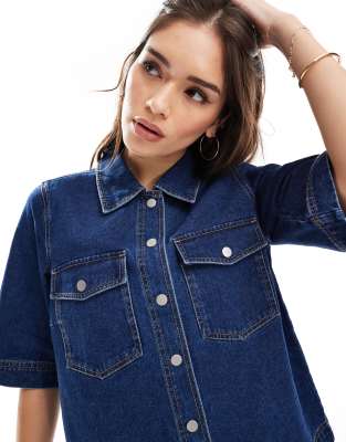 ONLY SHORT SLEEVE BOXY DENIM SHIRT 