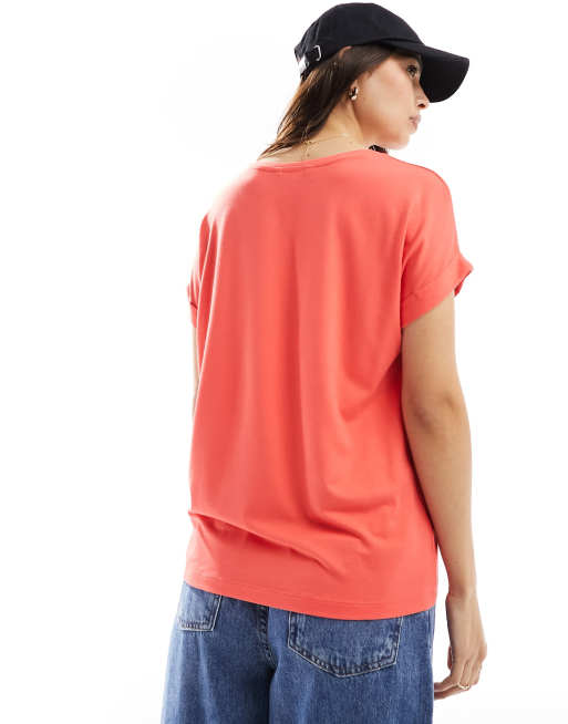 ONLY short sleeve crew neck top in red , 3 of 4