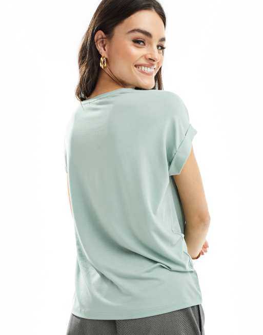 ONLY short sleeve crew neck top in sage green , 4 of 4
