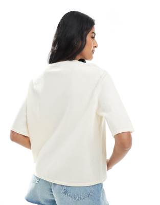Only Short Sleeve Knit Cardigan In White