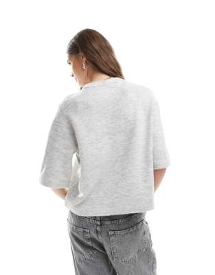 ONLY short sleeve knit cardigan in light gray | ASOS