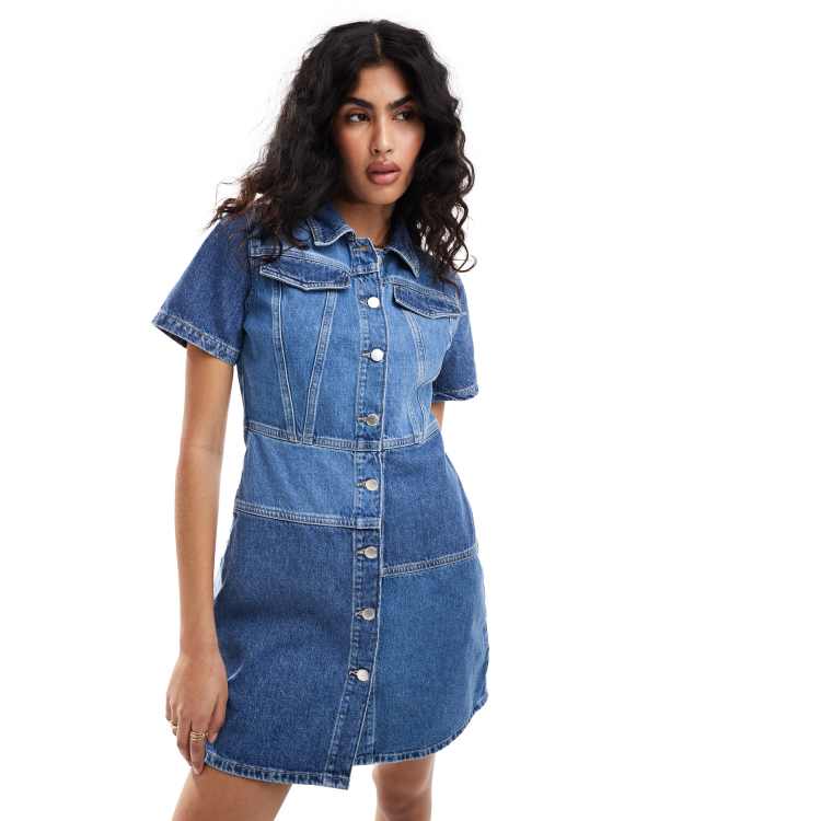 denim dress with sleeve Mylie Maxi ideal for cooler days ICE CREAM PARLOR MIDI SALE Size:UK 16/ US 12