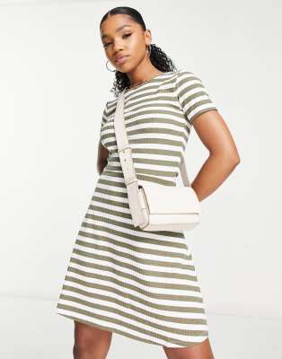 Only short sleeve skater dress in green stripe, £12.00