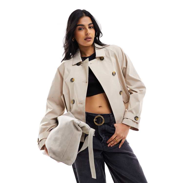 ONLY short trench coat in beige | ASOS