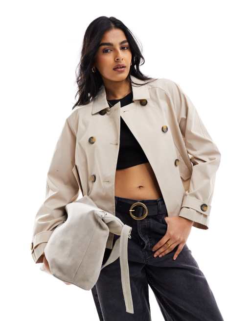 Imily Bela Womens Loose Fit Cropped Bomber Jacket Zip Up Long Sleeve Casual Outerwear With Pockets Khaki M