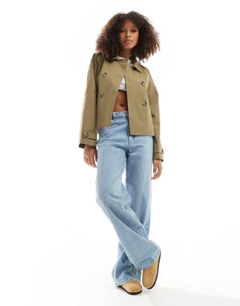 ONLY short trench coat in khaki - view 1