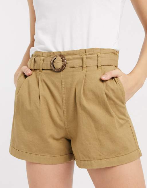 Only shorts with belt in tan