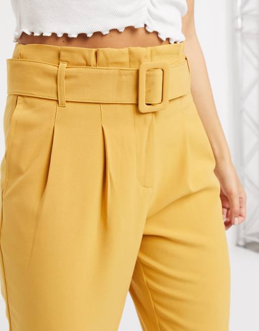 Pantalon taille haute jaune hot sale