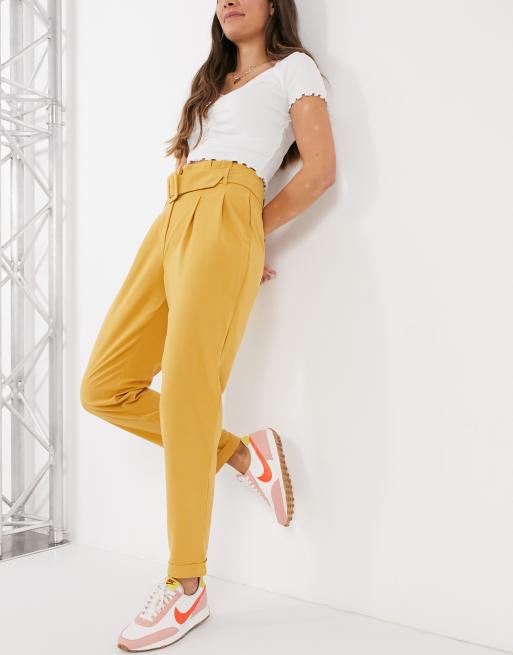 Pantalon jaune discount femme taille haute