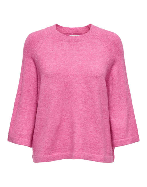 ONLY Simoni crew neck knitted jumper in phlox pink, 6 of 7