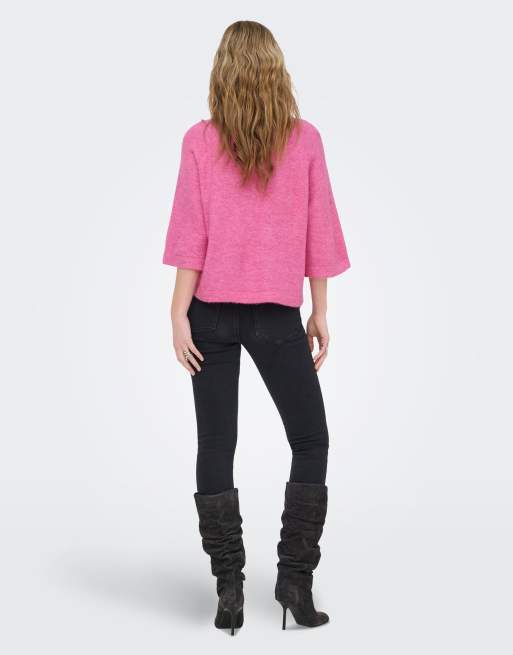 ONLY Simoni Pullover mit 3/4-Ärmeln in Rosa, 2 von 7