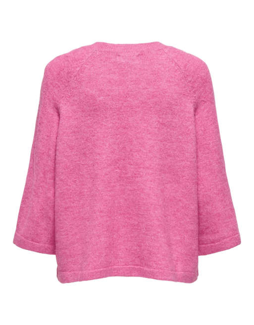 ONLY Simoni striktrøje med 3/4-ærmer i pink, 7 af 7