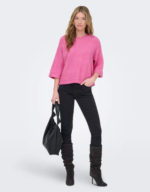 ONLY Simoni tröja med 3/4-ärm i rosa, 3 av 7