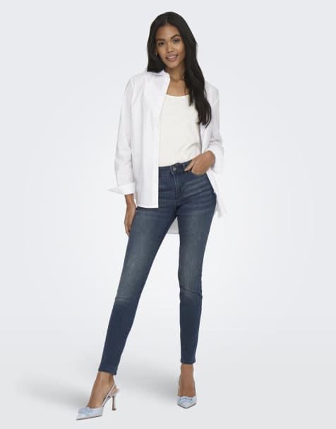 ONLY Skinny fit jeans in blue black denim - view 1