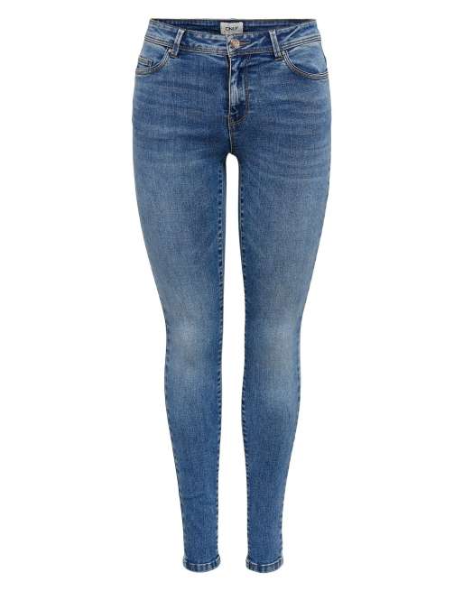 ONLY skinny jeans med medelhög midja i blå denim, 6 av 7
