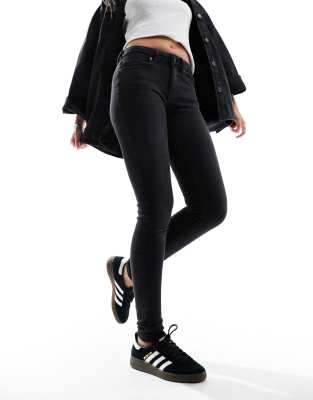 Only - Skinny-Jeans mit mittelhohem Bund in Schwarz