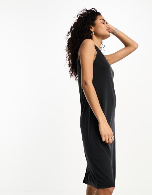 Plain black outlet sleeveless dress