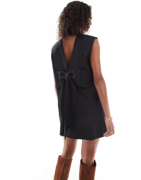 ONLY sleeveless blazer dress with back bow in black - view 1
