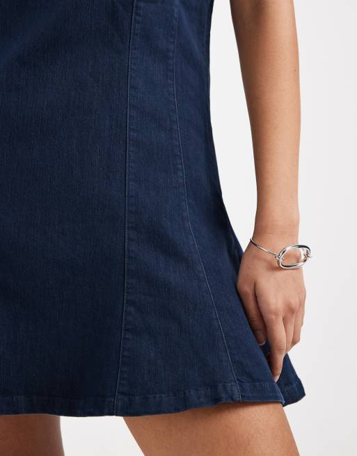 ONLY sleeveless denim mini dress in dark blue, 3 of 4