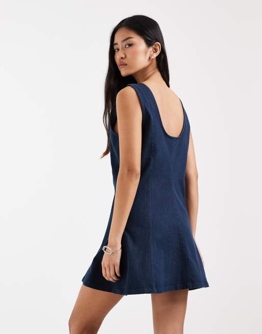 ONLY sleeveless denim mini dress in dark blue, 4 of 4