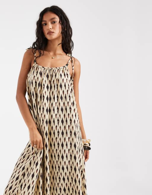 ONLY sleeveless maxi dress in brown print, 3 of 4
