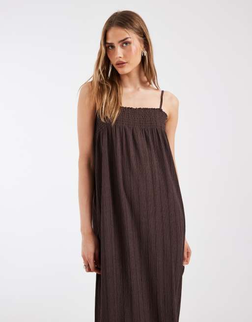 ONLY sleeveless maxi dress in brown stripes, 3 of 4