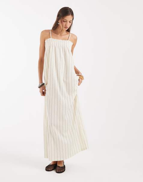 ONLY sleeveless maxi dress in white stripe - view 1
