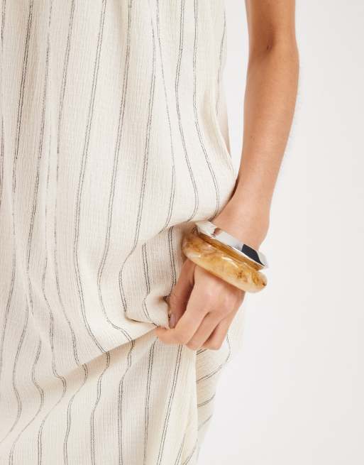 ONLY sleeveless maxi dress in white stripes, 3 of 4