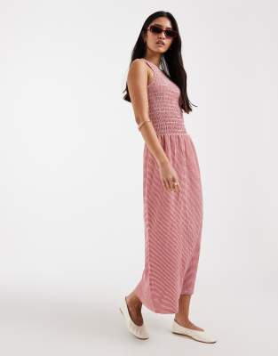 ONLY sleeveless maxi smock dress in red gingham