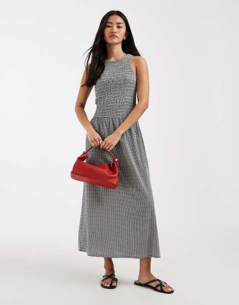ONLY sleeveless midaxi smock dress in black gingham - view 1