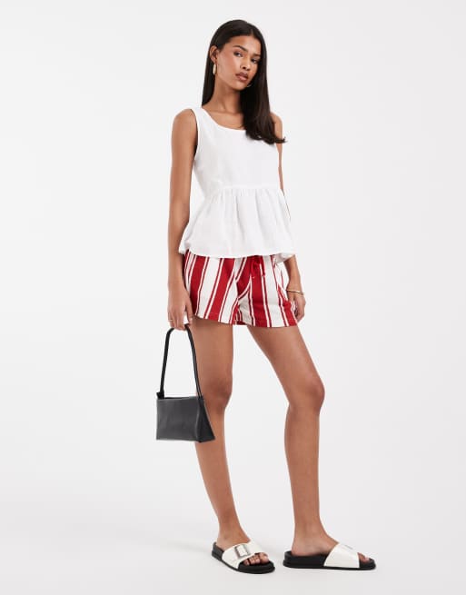 ONLY sleeveless peplum cheesecloth top in white, 2 of 4