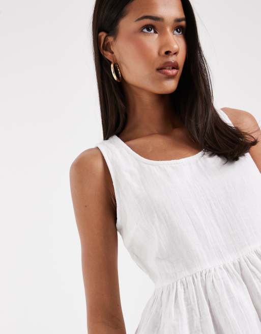 ONLY sleeveless peplum cheesecloth top in white, 3 of 4