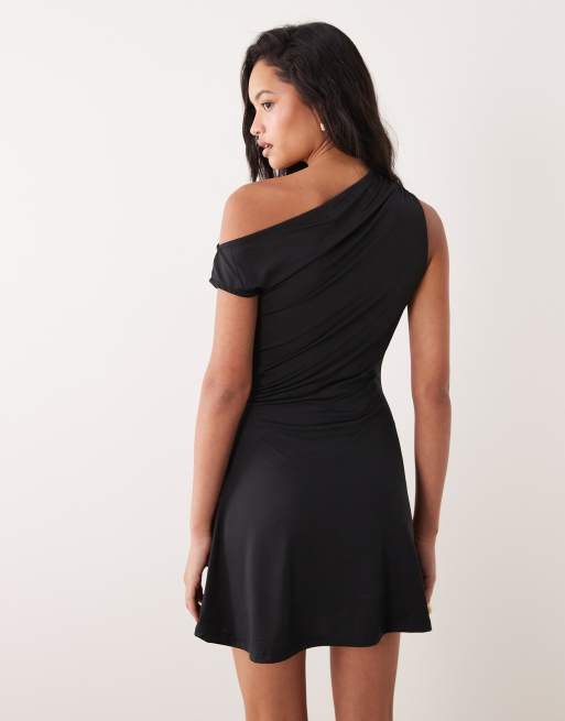 ONLY slinky off shoulder mini dress in black, 4 of 4