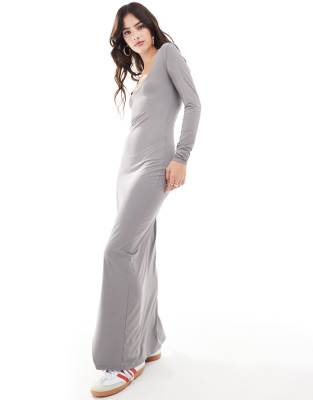 slinky seamless maxi dress in light gray