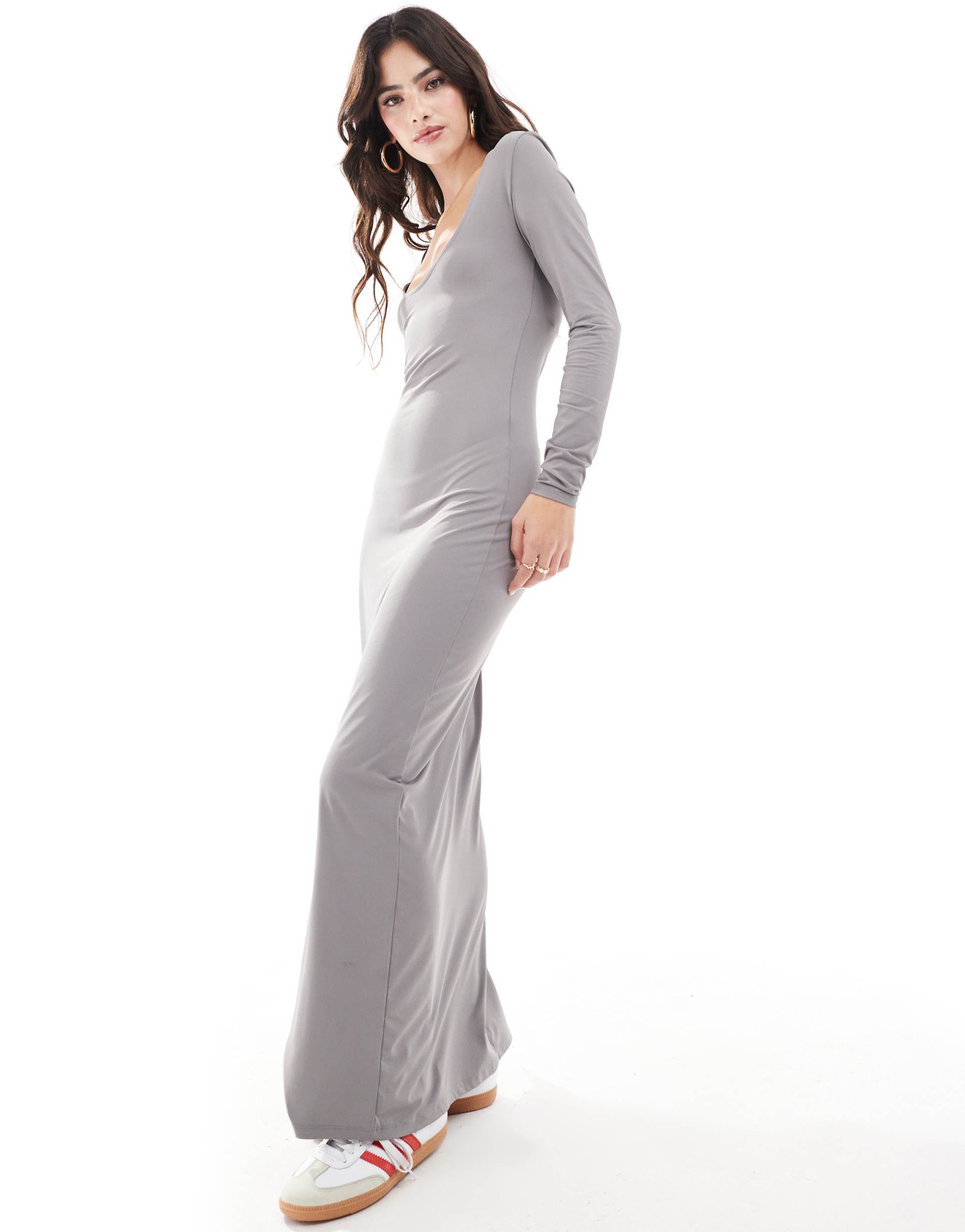 only slinky seamless maxi dress in light gray